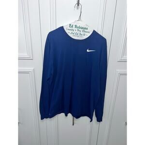 Nike Men's Blue Long‎ Sleeve Athletic Fit Dri-FIT Shirt Size XL